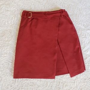 White House Black Market Brick Color Wrap Skirt